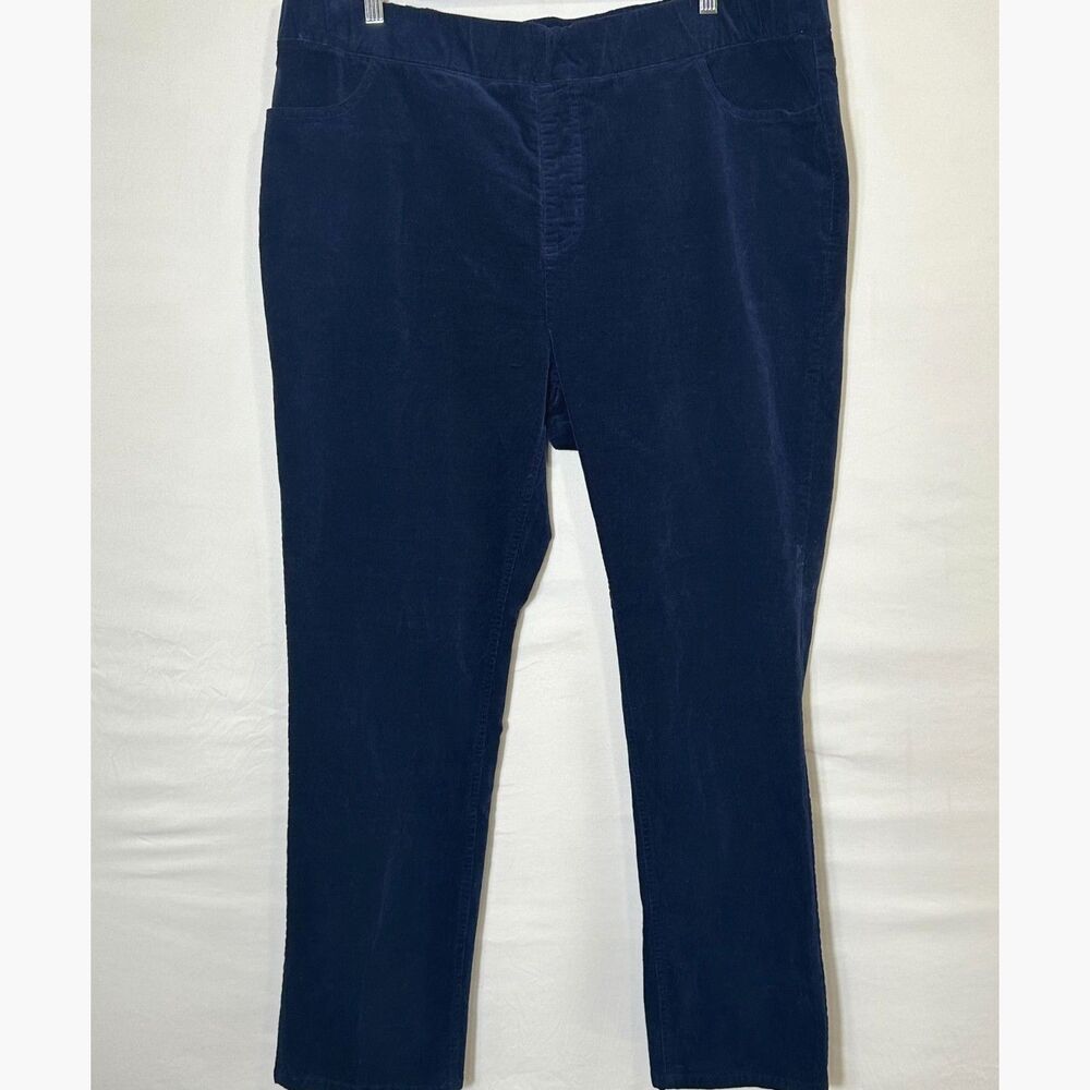 D&Co. Women's Navy Blue Corduroy Straight Leg High Rise Pull On Pants Size 20W
